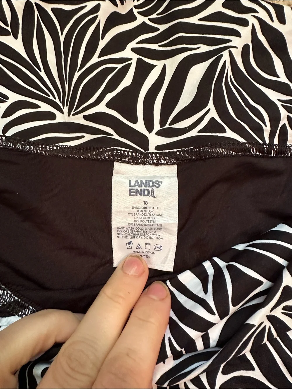 Land’s End high waist bikini bottoms white black 18 - Picture 3 of 4